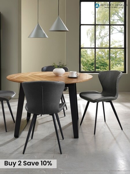 Bentley Designs Set of 2 Dark Grey Garcia Dining Chairs (H49752) | £200