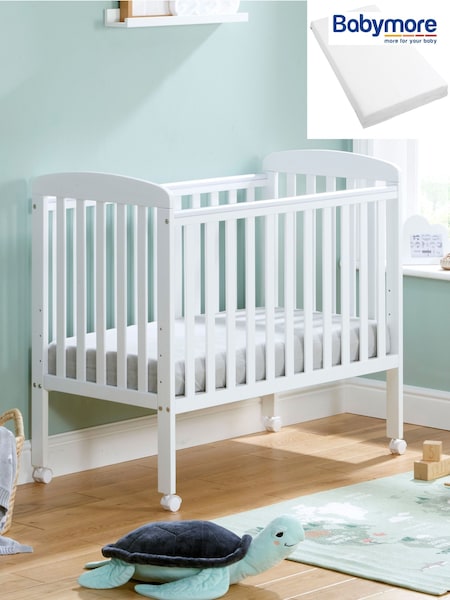 Babymore White Space Saver Cot with Fibre mattress (H49858) | £150