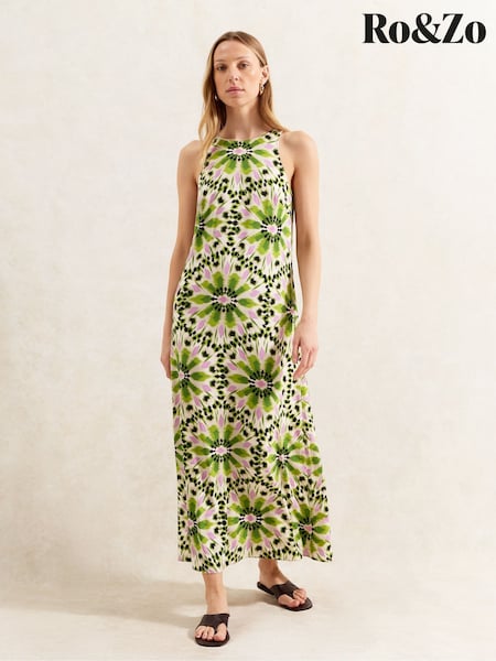 Ro&Zo Green Mosaic Printed Dress (H49872) | £0