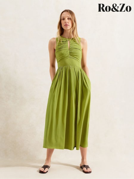 Ro&Zo Green Keyhole Front Midi Dress (H49889) | £99