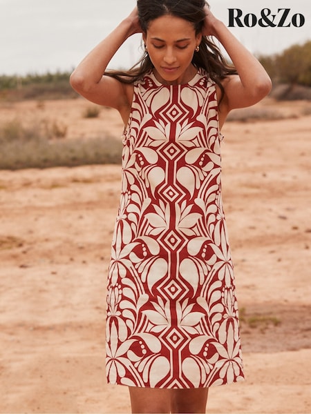 Ro&Zo Red Tile Printed Shift Dress (H49900) | £99