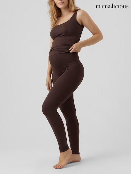 Mamalicious Brown Maternity Seamless Leggings (H49929) | £22