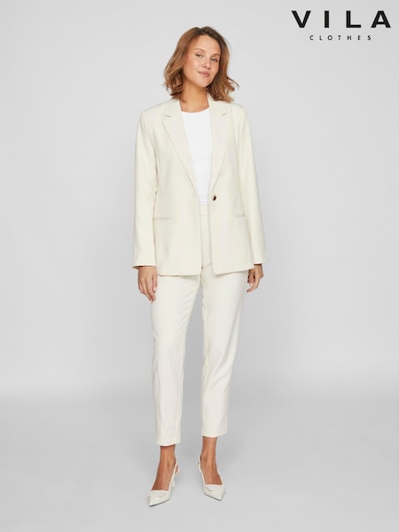 VILA Cream Long Sleeved Blazer (H49957) | £50