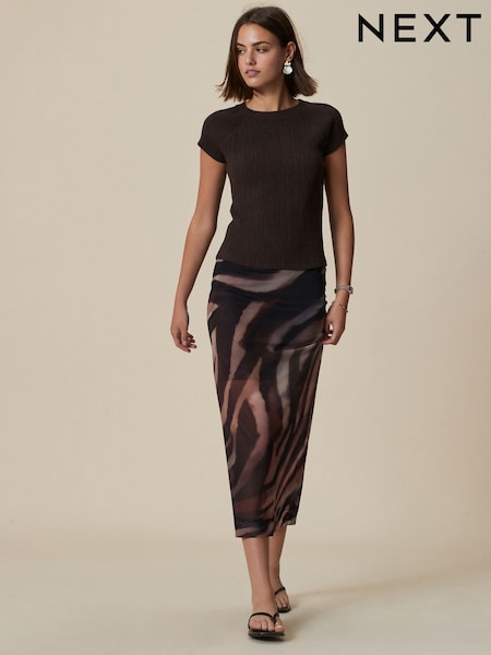 Zebra Mesh Midi Pencil Skirt (H50117) | £26