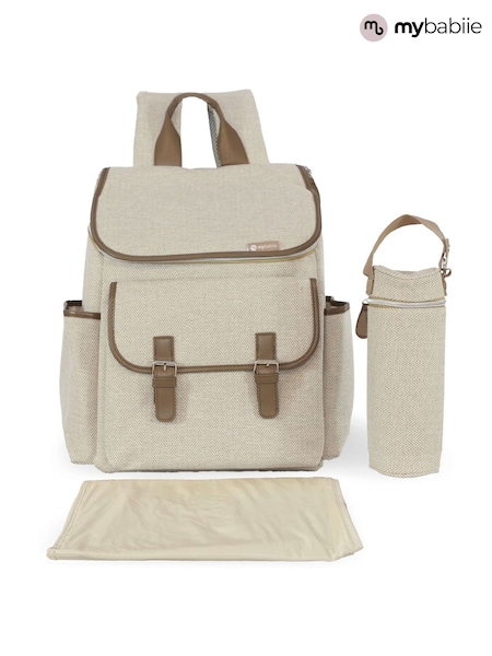 My Babiie Oatmeal Herringbone Backpack Changing Bag (H50125) | £40