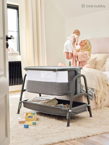 Ickle Bubba Ash Grey Bubba & Me Bedside Crib (H50346) | £140