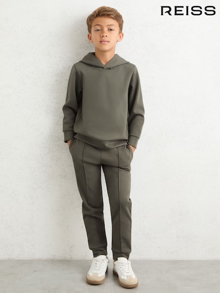Reiss Dark Sage Fabien 9-13 yrs Interlock Jersey Hoodie (H50388) | £42