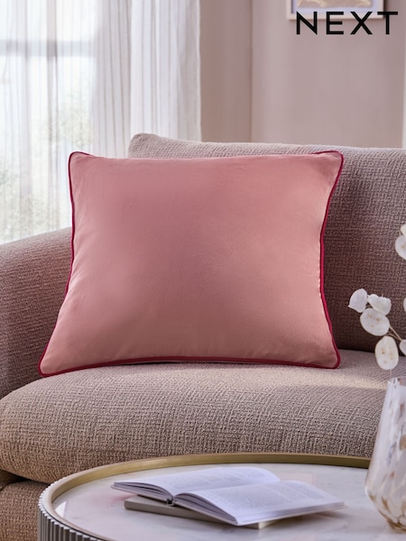 Pink Matte Velvet Contrast Pipe 59 x 59cm Cushion (H50478) | £18