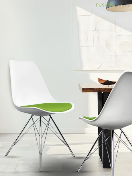 Fusion Living Green Soho Plastic Dining Chair with Chrome Metal Legs (H50684) | £138