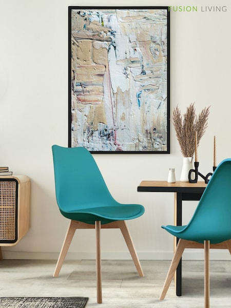 Fusion Living Teal Soho Plastic Dining Chair with Squared Light Wood Light Wood Leg Legs (H50686) | £138