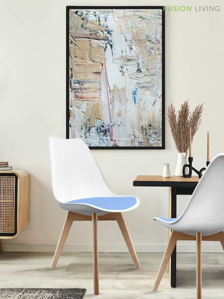 Fusion Living Light Blue Soho Plastic Dining Chair with Squared Light Wood Light Wood Leg Legs (H50687) | £138