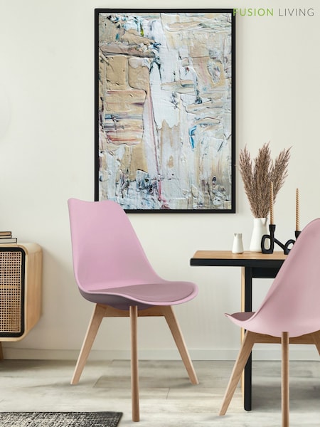 Fusion Living Blush Pink Soho Plastic Dining Chair Light Wood Leg Set of 2 (H50689) | £138