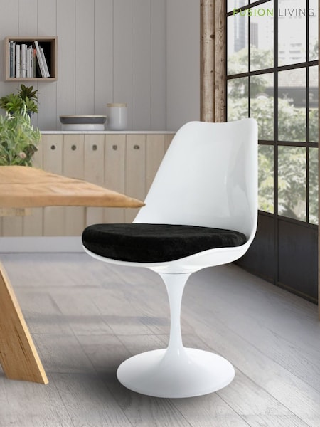Fusion Living Black Tulip Single Dining Chair with PU Cushion (H50694) | £125