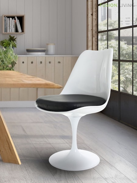 Fusion Living Black Faux Tulip Single Dining Chair with PU Cushion (H50695) | £125