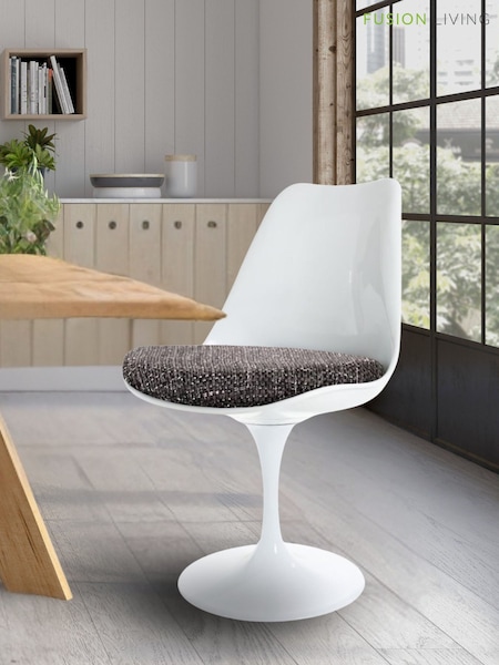 Fusion Living Grey Weave Tulip Single Dining Chair with PU Cushion (H50700) | £125