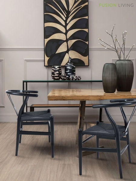Fusion Living Midnight Black Wishbone Dining Chair (H50709) | £245