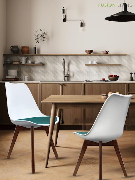 Fusion Living Teal Soho Plastic Dining Chair with Squared Dark Wood Legs (H50711) | £138