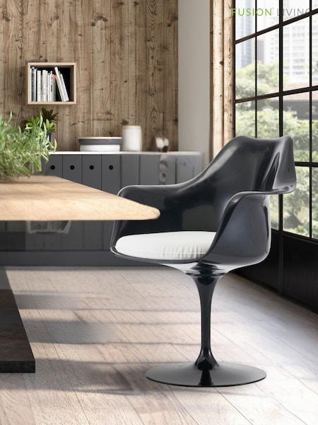 Fusion Living White Faux Tulip Single Chair with Cushion (H50712) | £135