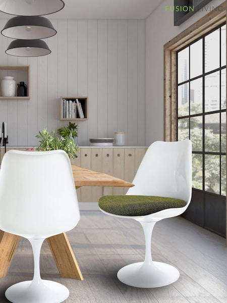 Fusion Living Olive Weave Tulip Set of 2 Dining Chair with PU Cushion (H50724) | £250