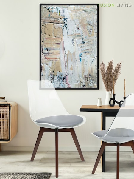 Fusion Living Dark Grey Soho Clear Plastic Dining Chair with Squared Light Dark Wood Leg Wood Legs (H50732) | £138