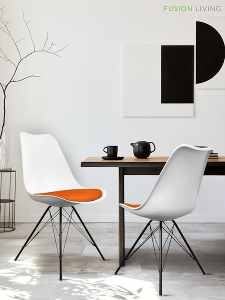 Fusion Living Orange Soho Plastic Dining Chair with Black Metal Legs (H50733) | £138