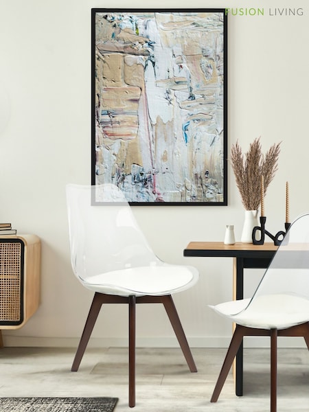 Fusion Living White Soho Clear Plastic Dining Chair with Squared Light Dark Wood Leg Wood Legs (H50746) | £138
