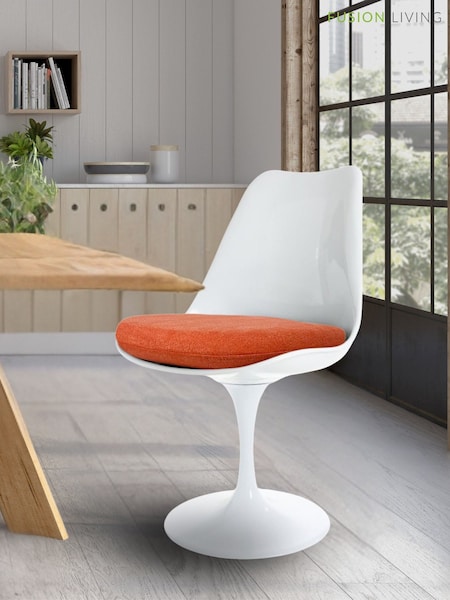 Fusion Living Orange Tulip Single Dining Chair with PU Cushion (H50760) | £125