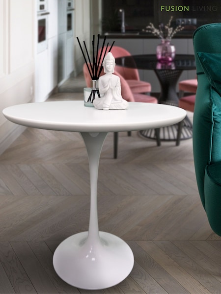 Fusion Living White Tulip Circular Side Table (H50766) | £189