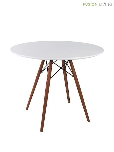 Fusion Living White Soho Dining Table Medium with Walnut Legs (H50767) | £319