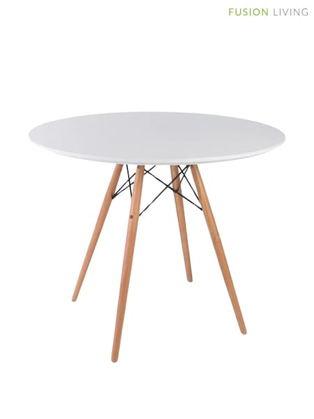 Fusion Living White Soho Dining Table Large with Natural Legs (H50770) | £339
