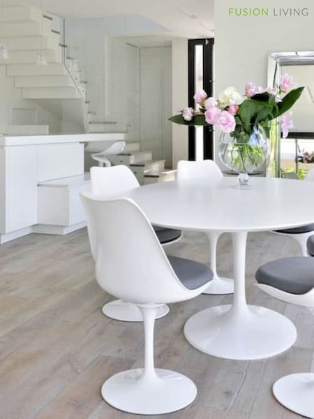 Fusion Living White Marble Tulip Medium Circular Dining Table (H50772) | £459