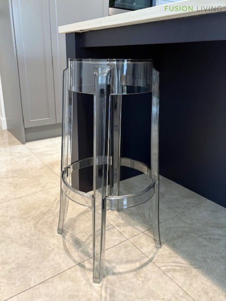 Fusion Living Grey Ghost Style Bar Stool - 76cm (H50787) | £188