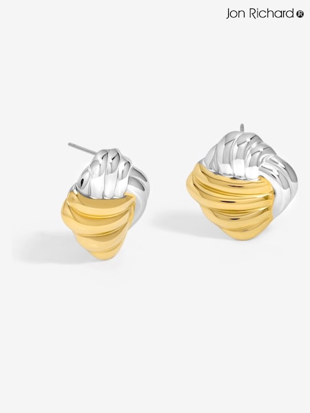 Jon Richard Metallic Two Tone Ridge Clip Earrings (H50795) | £20