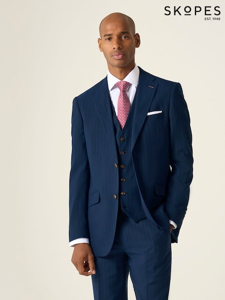 Skopes Blue Tailored Fit Wright Pinstripe Suit Jacket (H50796) | £115