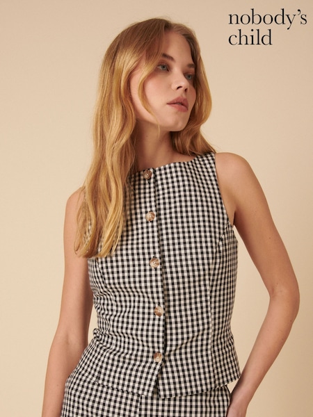 Nobodys Child Black Theo Waistcoat Slash Neck (H50814) | £69
