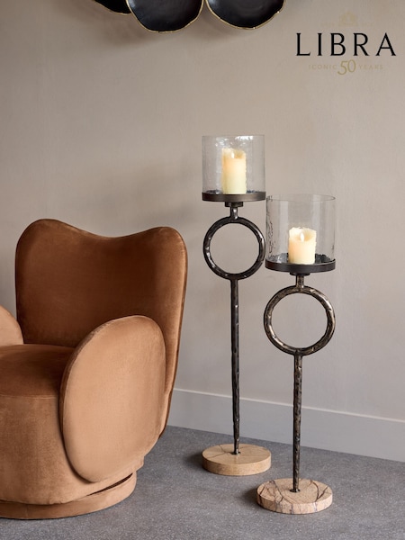 Libra Interiors Brown Large Rutland Pillar Floor Hurricane (H50815) | £300