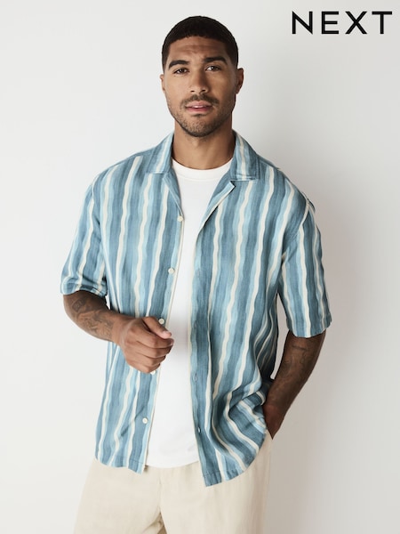 Blue Watercolour Stripe Short Sleeve Shirt (H50848) | £35