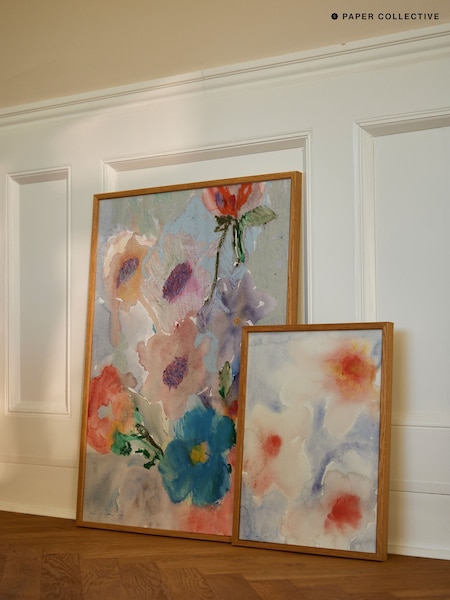 Paper Collective Grey Orange Blue Pink Three Flowers (H50851) | £70 - £110