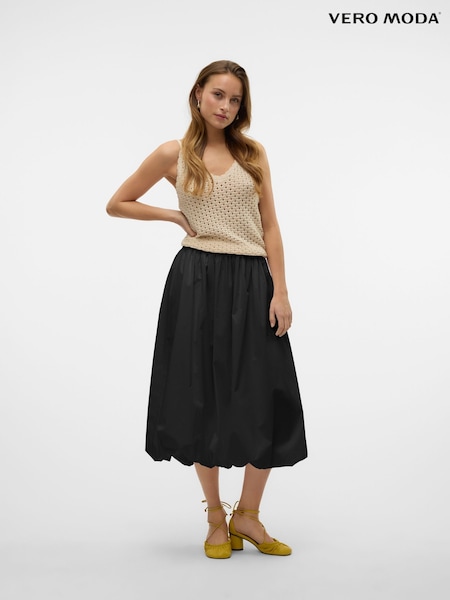 VERO MODA Black Bubble Hem Puffball Midi Skirt (H50868) | £35