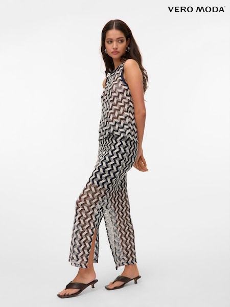 VERO MODA Blue Crochet Mono Lined Skirt (H50869) | £32