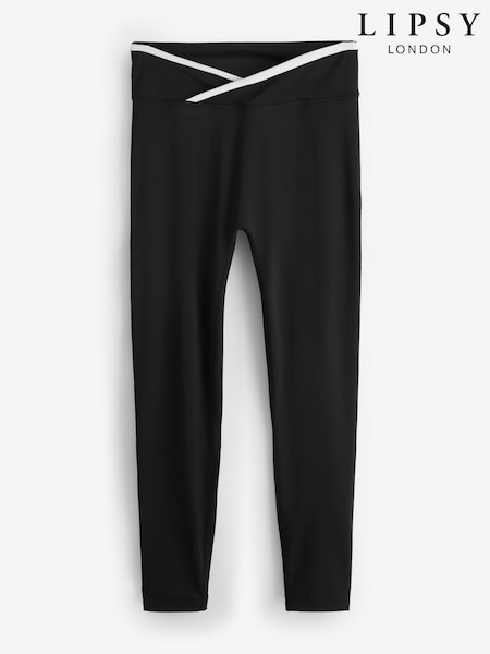Lipsy Black Tipped Cross-Over Waist Leggings (H51011) | £39