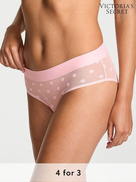 Victoria's Secret Pretty Blossom Dot Pink Hipster Sheer Logo Knickers (H51101) | £9