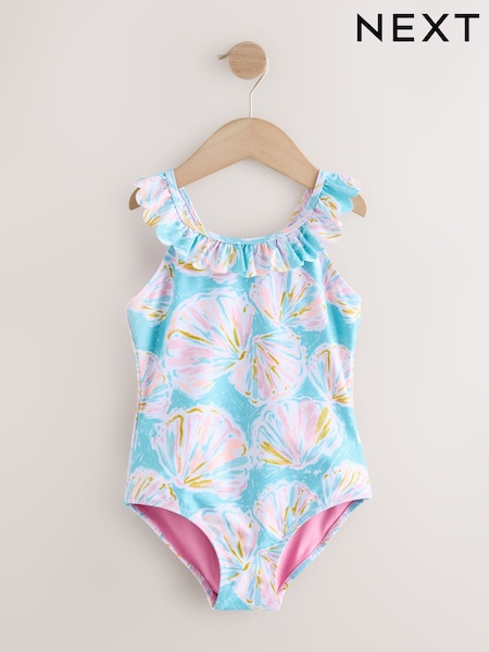 Blue Shell Frill Swimsuit (3-16yrs) (H51198) | £11 - £16