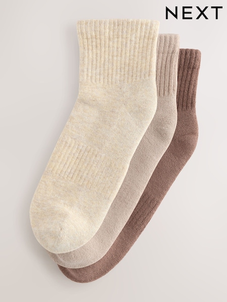 Neutral Cushion Sole Ribbed Sport Cropped Ankle Socks 3 Pack With Arch Support (H51216) | £9