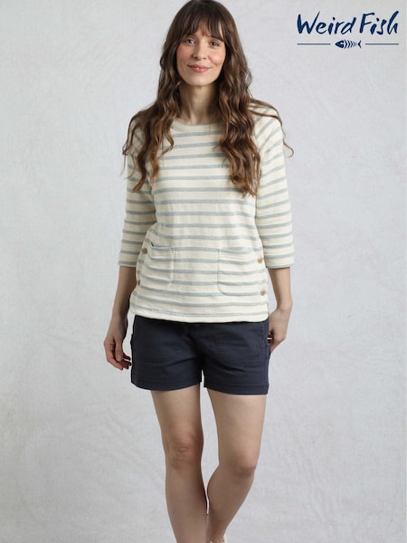 Weird Fish Green 100% Cotton Ives Loopback Stripe Tunic Top (H51235) | £40