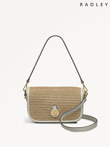 Radley Small Bathurst Mews Raffia Flapover Cross-Body Brown Bag (H51292) | £179