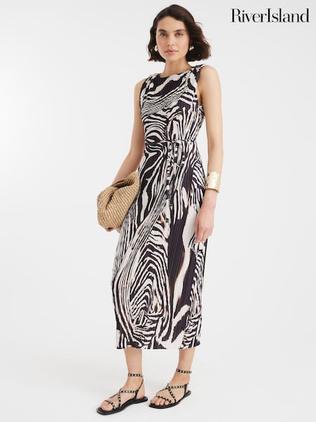 River Island Black Shoulder Trim Midi Dress (H51338) | £48