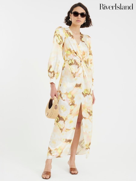 River Island Cream Twist Front Maxi Dress (H51357) | £59