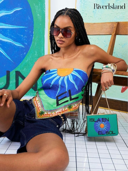 River Island Green Atlas Isla En Sol Box Clutch Bag (H51362) | £38