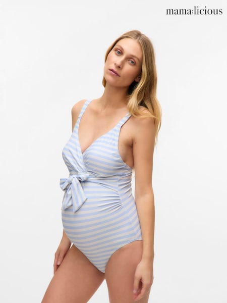 Mamalicious Blue Maternity Swimsuit With Nursing Function (H51404) | £42
